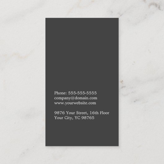 シンプルでエレガントなダークグレーの白いコンサルタント 名刺 (裏面)