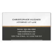 シンプルでエレガントなダークグレーの白人のフェイクな金ゴールドの弁護士 マグネット名刺 (正面)