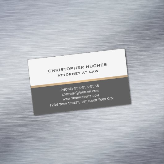 シンプルでエレガントなダークグレーの白人のフェイクな金ゴールドの弁護士 マグネット名刺 (インサイチュ)