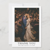 シンプルでエレガントなテキストと写真の結婚式のお礼カード サンキューカード (正面)