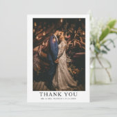 シンプルでエレガントなテキストと写真の結婚式のお礼カード サンキューカード (スタンド正面)