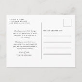 シンプルでエレガントなテキストと写真の結婚式のお礼 ポストカード (裏面)