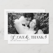 シンプルでエレガントなテキストと写真の結婚式のお礼 ポストカード (正面/裏面)