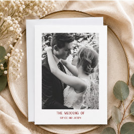 シンプルでエレガントなテキストと写真の結婚式 招待状
