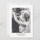 シンプルでエレガントなテキストと写真の結婚式 招待状 (正面)