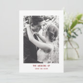 シンプルでエレガントなテキストと写真の結婚式 招待状 (スタンド正面)