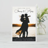 シンプルでエレガントなテキストと写真 | 日程を保存しておいてください 招待状 (スタンド正面)