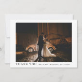 シンプルでエレガントなテキストと写真 | 結婚式のお礼 招待状 (正面)