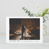 シンプルでエレガントなテキストと写真 | 結婚式のお礼 招待状 (スタンド正面)