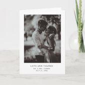 シンプルでエレガントなテキストと写真 | 結婚式 サンキューカード (正面)