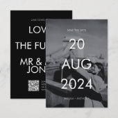 シンプルでエレガントなテキスト＆写真 ウェディング セーブ・ザ・デート 招待状 (正面/裏面)