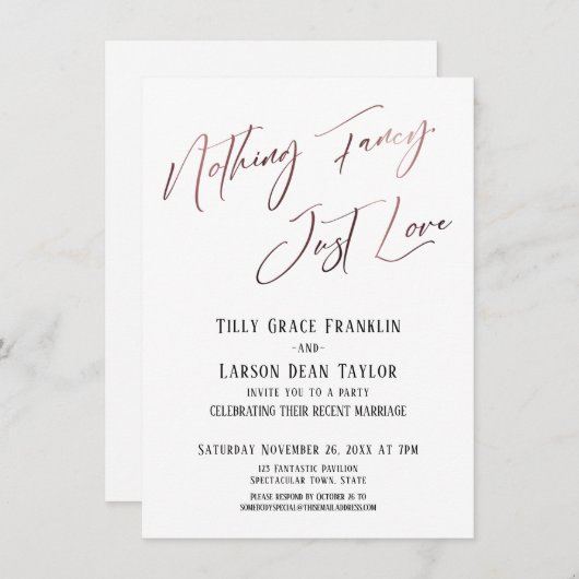 シンプルでエレガントなデザインのウェディングカード 招待状 (正面/裏面)