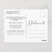 シンプルでエレガントなネイビー&ゴールドの延期発表 ポストカード (裏面)