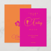 シンプルでエレガントなネオン ピンクの妖精 お礼カード サンキューカード (正面/裏面)