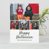 シンプルでエレガントなハロウィン家族4人写真 シーズンカード (スタンド正面)