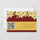 シンプルでエレガントなバーガンディ＆ゴールドのRSVPカード 出欠カード (裏面)