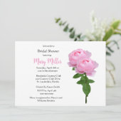 シンプルでエレガントなピンクのバラのブライズシャワー 招待状 (スタンド正面)