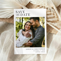 シンプルでエレガントなフォトウェディングのSave the Date