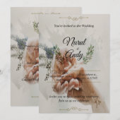 シンプルでエレガントなフォントと優雅なイメージの招待状 招待状 (正面/裏面)