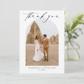 シンプルでエレガントなブラック&ホワイトのウェディングフォト感謝カード 招待状 (スタンド正面)