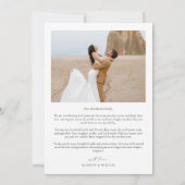 シンプルでエレガントなブラック&ホワイトのウェディングフォト感謝カード 招待状 (裏面)