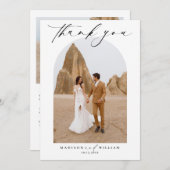 シンプルでエレガントなブラック&ホワイトのウェディングフォト感謝カード 招待状 (正面/裏面)