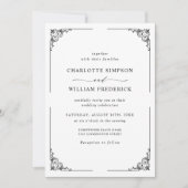 シンプルでエレガントなブラック&ホワイトのウェディング 招待状 (正面)