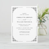 シンプルでエレガントなブラック&ホワイトのウェディング 招待状 (スタンド正面)