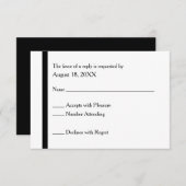 シンプルでエレガントなブラック&ホワイトの結婚式出欠ハガキ 出欠カード (正面/裏面)