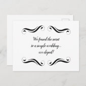 シンプルでエレガントなブラック&ホワイトの駆け落ち 案内ポストカード (正面/裏面)