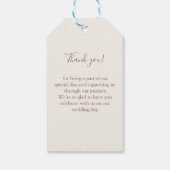 シンプルでエレガントなベージュの結婚式 ギフトタグ (裏面)