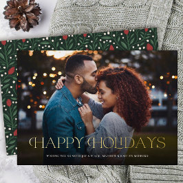 シンプルでエレガントなホリデーシーズンの花  箔シーズンカード