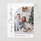 シンプルでエレガントなホリデー フォト クリスマス グリーティング ポストカード (正面)