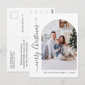 シンプルでエレガントなホリデー フォト クリスマス グリーティング ポストカード (正面/裏面)