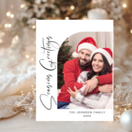 シンプルでエレガントなホリデー フォト クリスマス グリーティング ポストカード