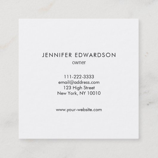 シンプルでエレガントなホワイトゴールドの大理石のプロフェッショナル スクエア名刺 (裏面)