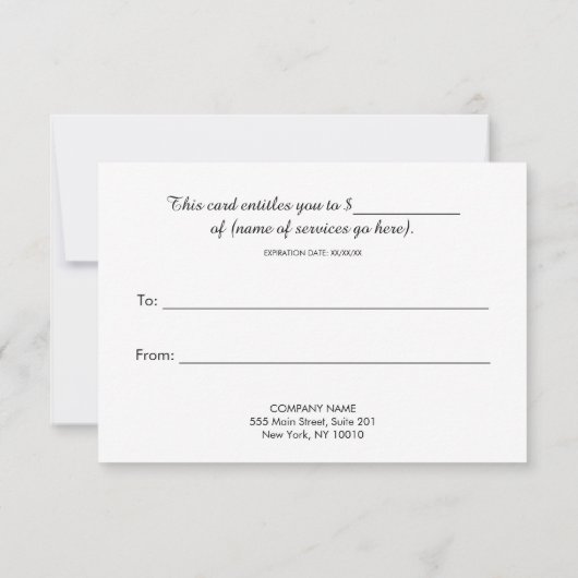 シンプルでエレガントなホワイトボケギフト証明書 (裏面)