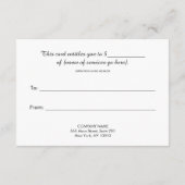 シンプルでエレガントなホワイトボケギフト証明書 (裏面)