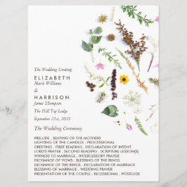 シンプルでエレガントなボタニカル ワイルド フラワー ウェディング プログラム