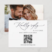 シンプルでエレガントなミニマルウェディングQRコード写真 出欠カード (正面/裏面)