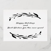 シンプルでエレガントなミニマルデザインのJOY写真 黒白 箔シーズンカード (裏面)