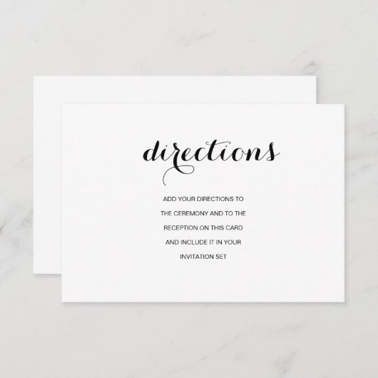 シンプルでエレガントなモダンウェディングディレクションカード エンクロージャーカード (正面/裏面)