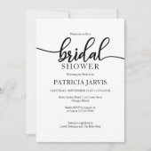 シンプルでエレガントなモダンカリグラフィー ブライダルシャワー 招待状 (正面)