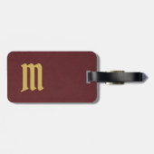 シンプルでエレガントなモノグラムの金ゴールドのフェイクなバーガンディの革 ラゲッジタグ (裏面横)