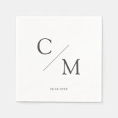 シンプルでエレガントなモノグラムタオル スタンダードカクテルナプキン (正面)