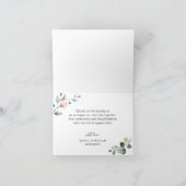 シンプルでエレガントなユーカリとソフトピンクのバラ サンキューカード (内部)