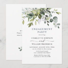 シンプルでエレガントなユーカリのエンゲージメントパーティー 招待状