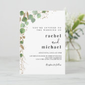 シンプルでエレガントなユーカリのグリッター招待状 招待状 (スタンド正面)