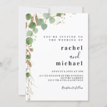 シンプルでエレガントなユーカリのグリッター招待状