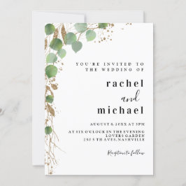 シンプルでエレガントなユーカリのグリッター招待状 招待状